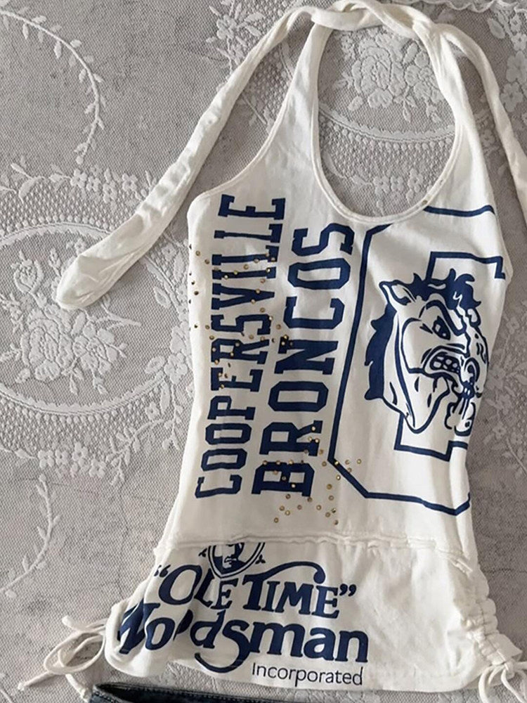 white vintage halter top