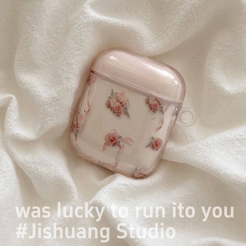 Ins pink rose airpods protective cover