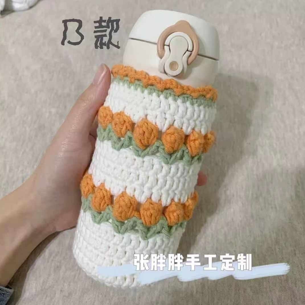 Handmade wool knitted portable thermos cup cover