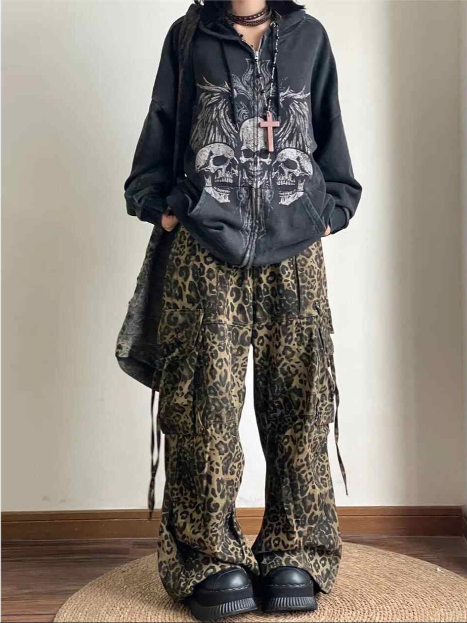 Gothic Skull Grunge Zip-up Hoodie