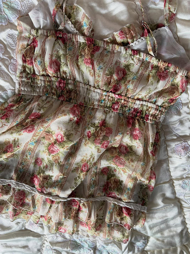 vintage bow ruffled tank top