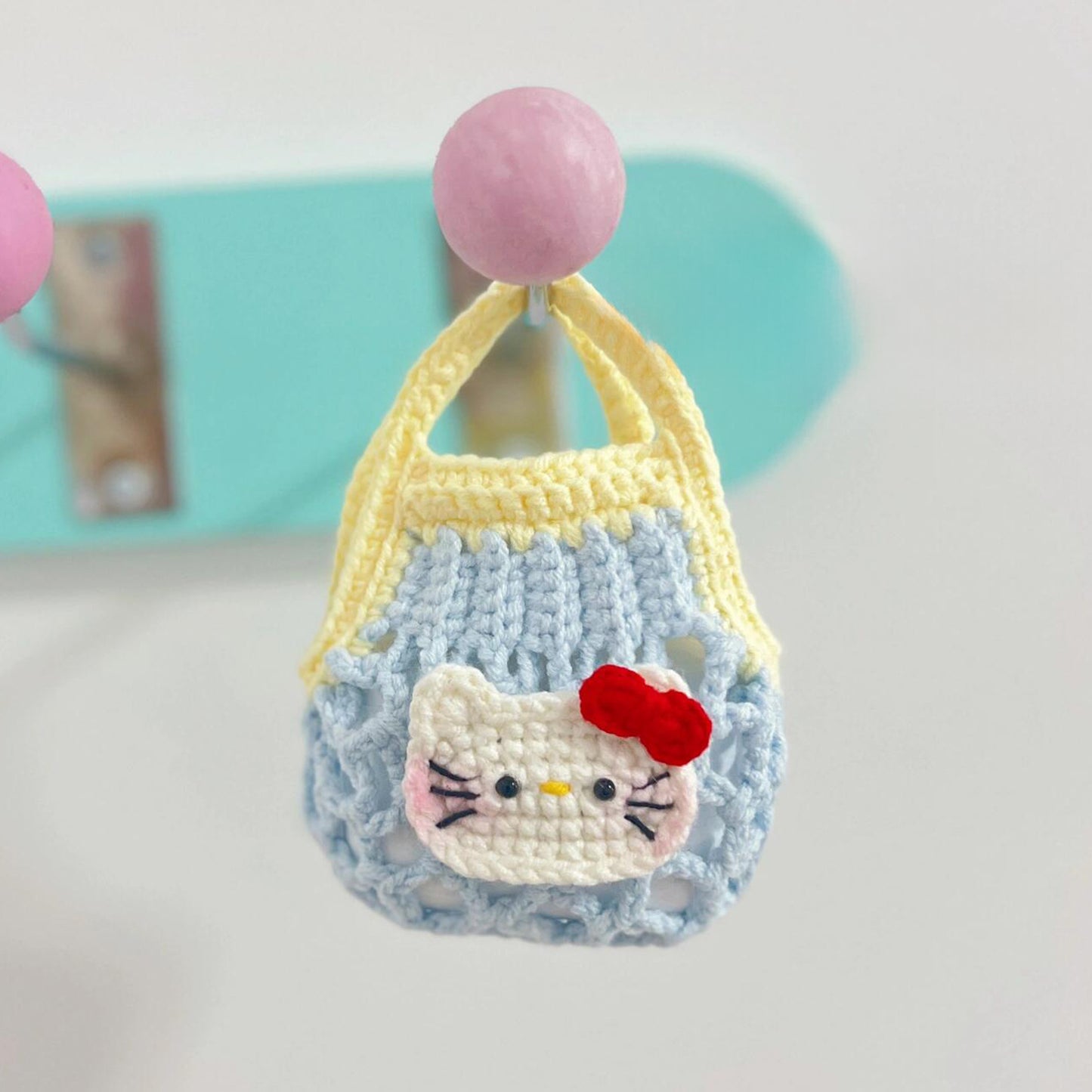 HelloKitty hollow net pocket diy wool headphone bag