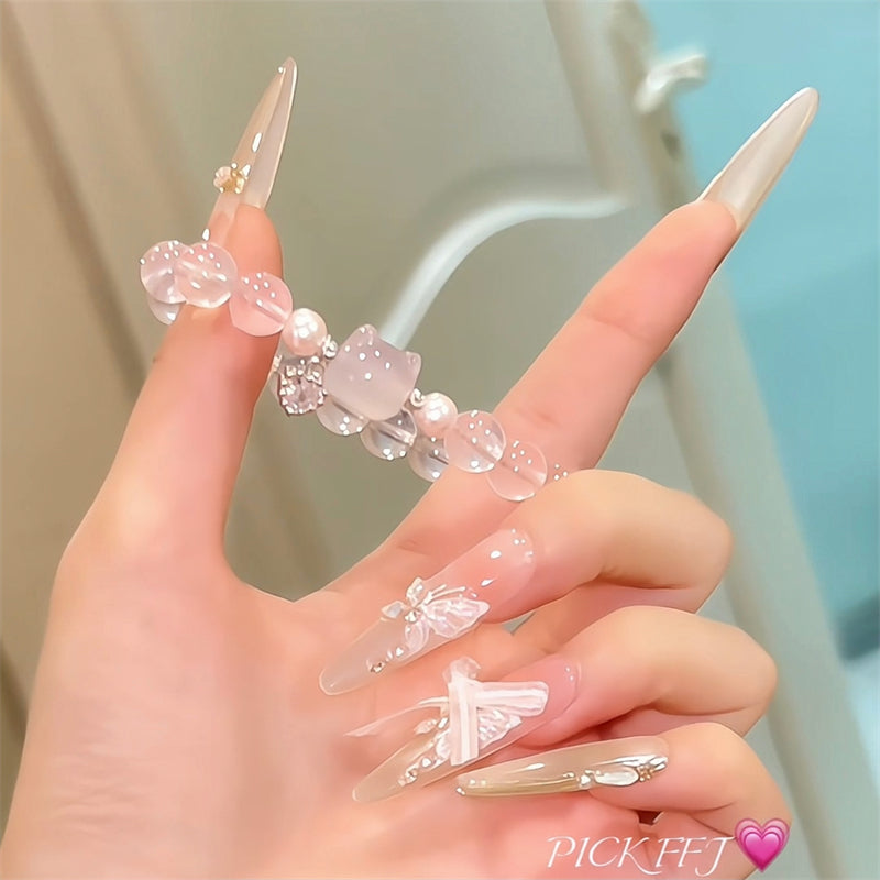 pink crystal cat bracelet