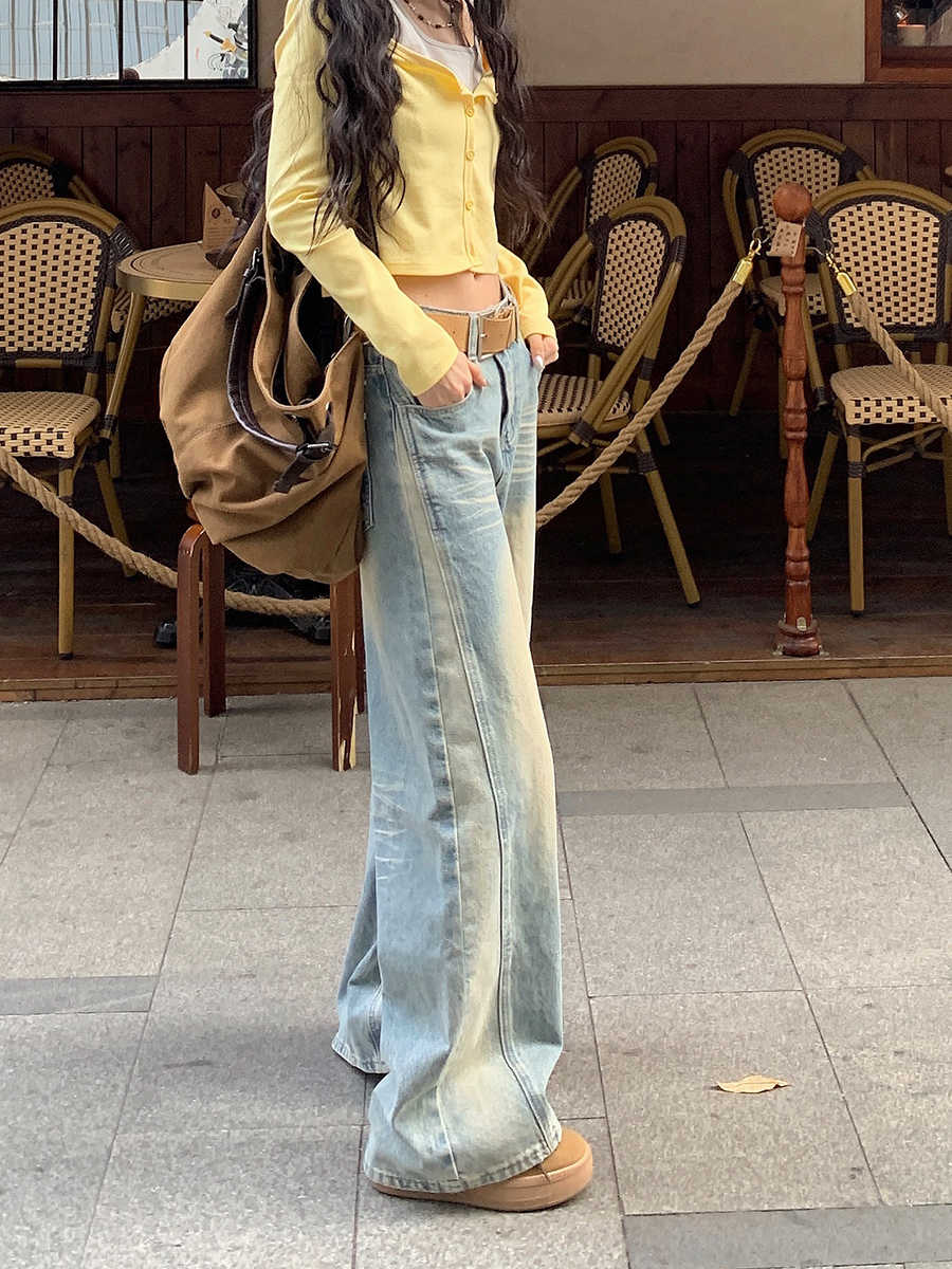 Coquette Yellowed Washed Blue Baggy Jeans