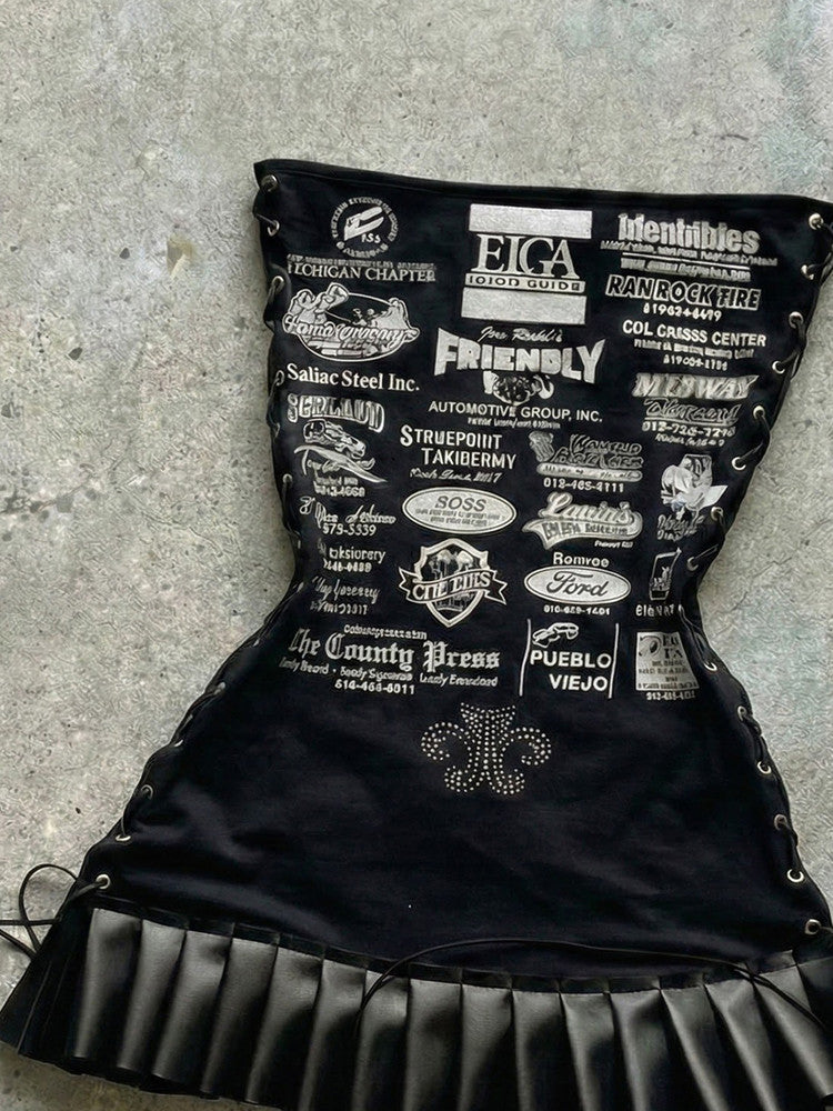 grunge printed tube top dress