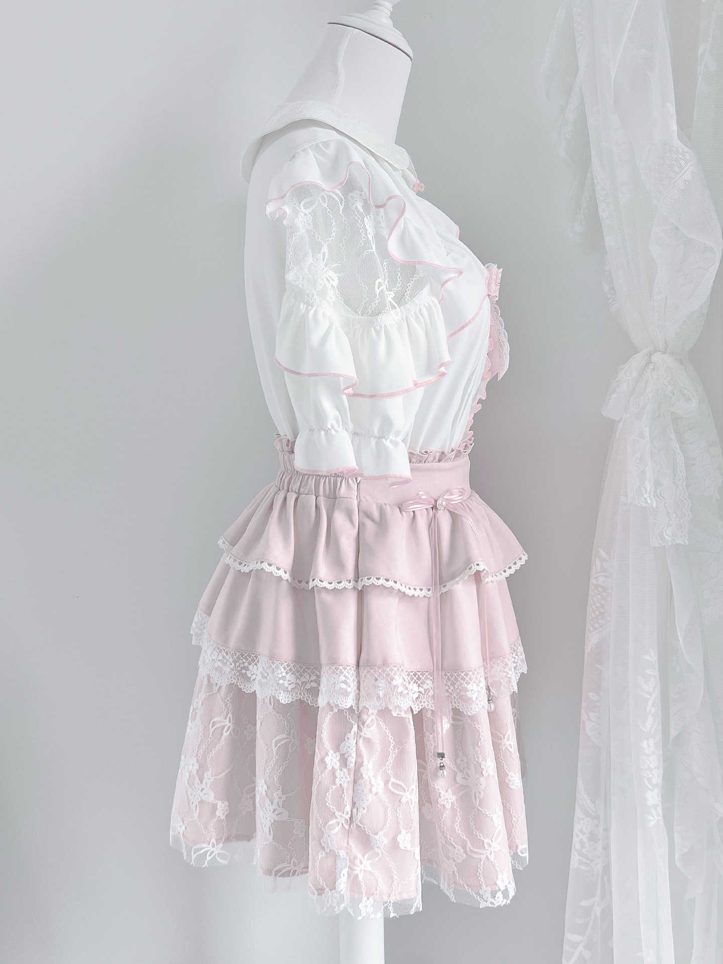 Sweet Lace Shirt Two-piece Set