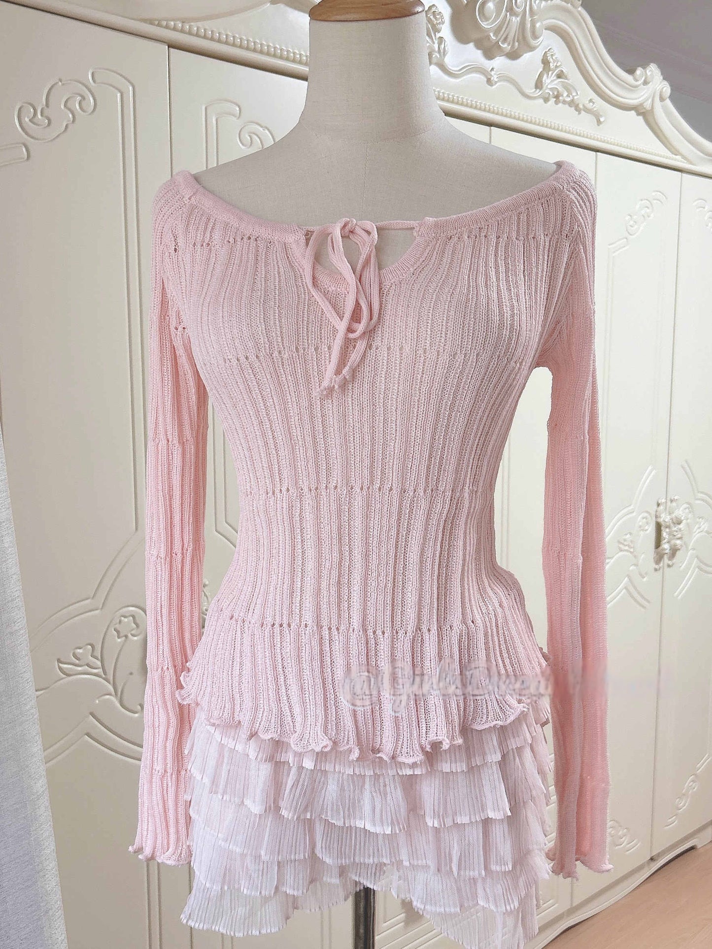 Coquette Pink Dollete Long-Sleeved Top