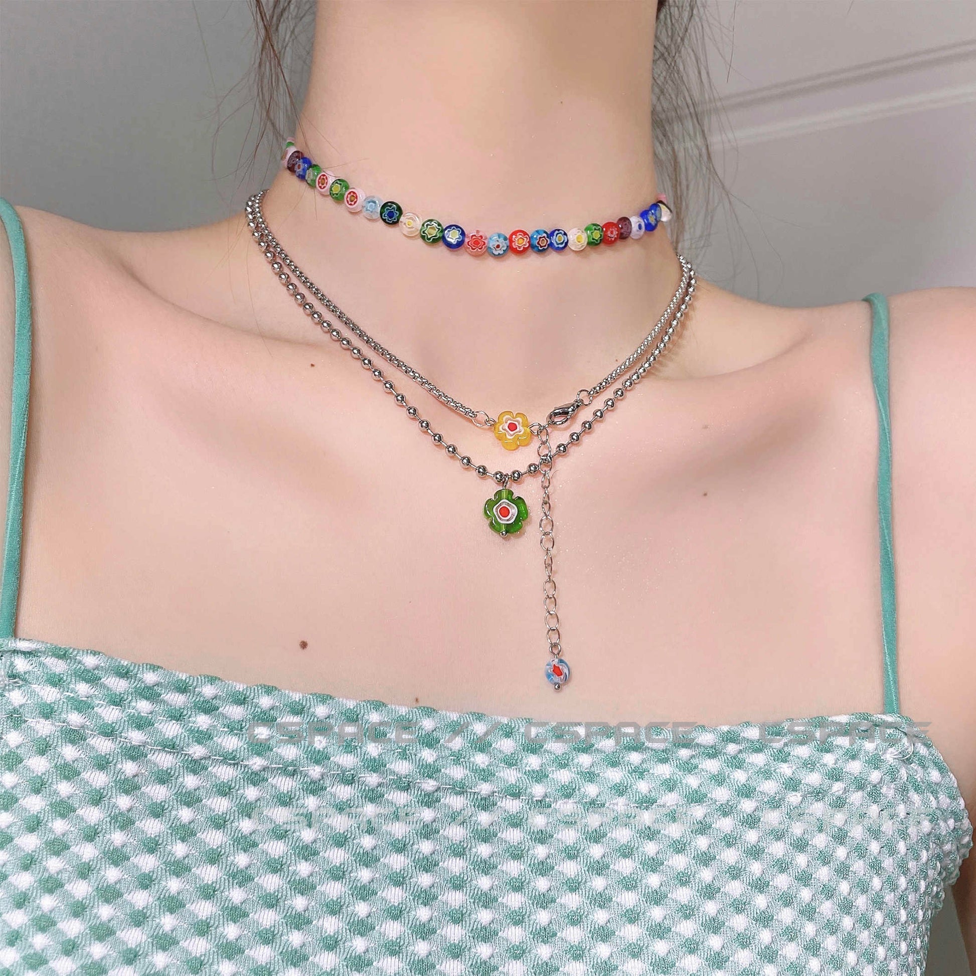 Indie Aesthetic Flower Colorful Necklace