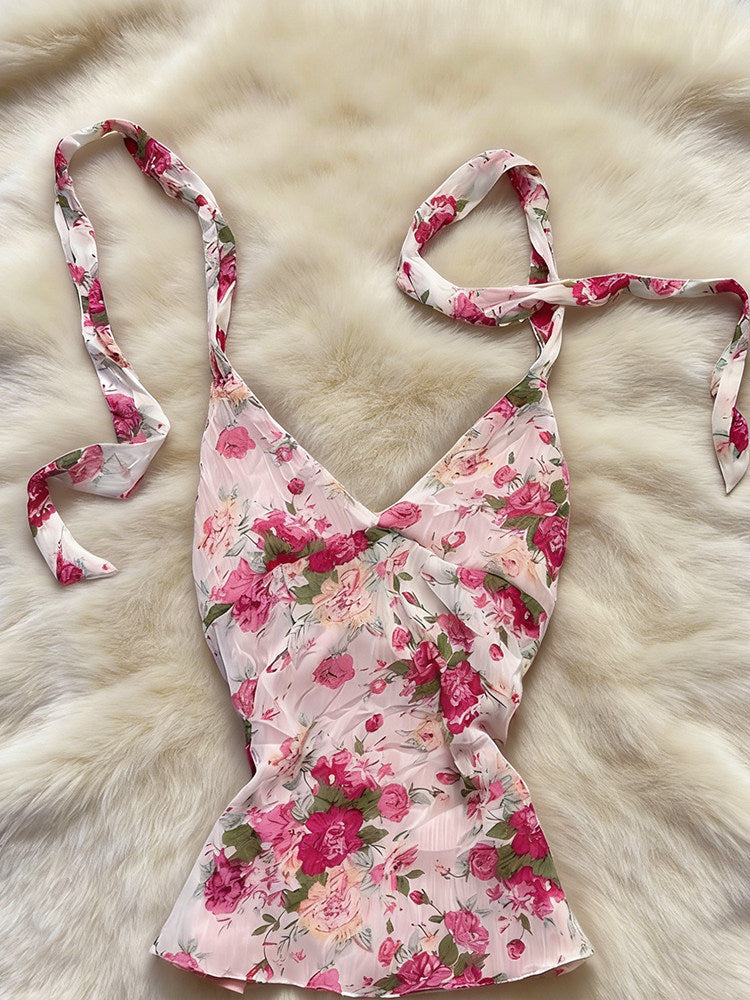 pink floral tank top
