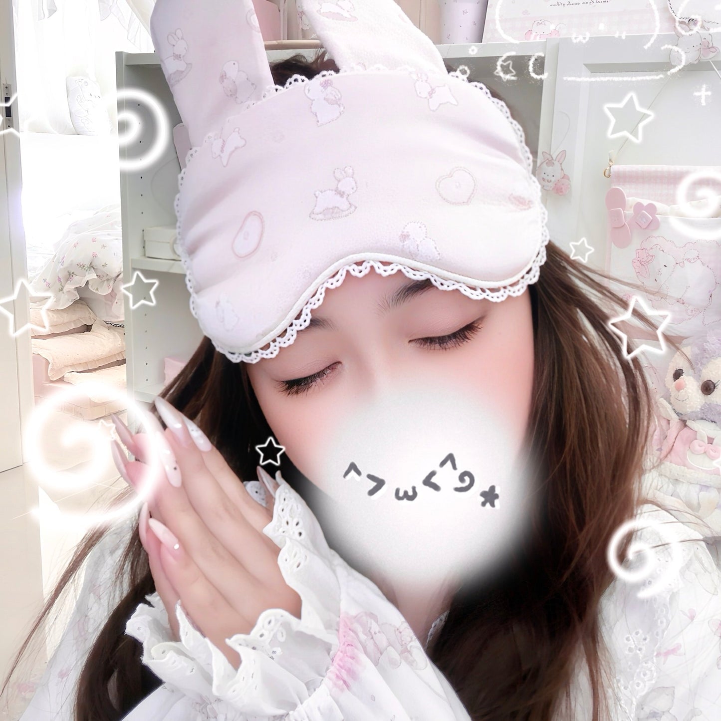 Rabbit ear lace eye mask