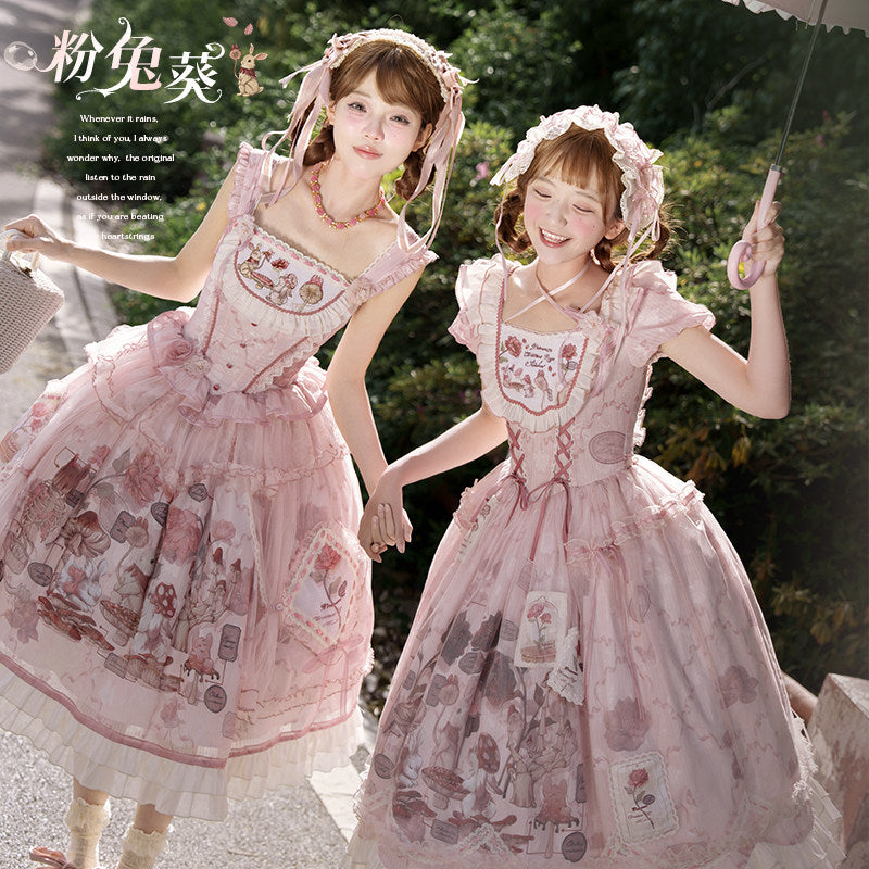 pink rabbit straps corset lolita dress