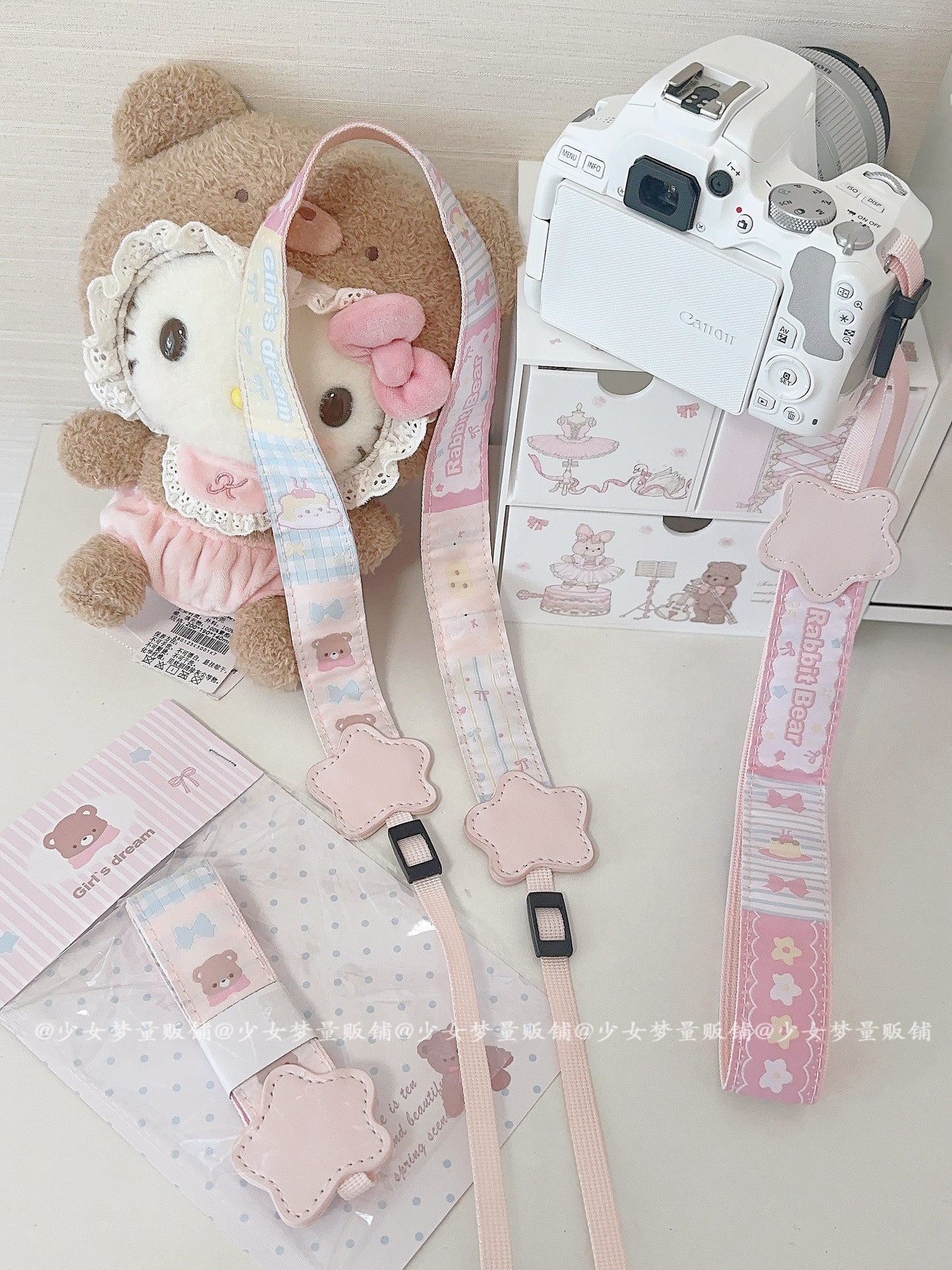 Girl's Dream Bunny Bear Polaroid Camera Strap