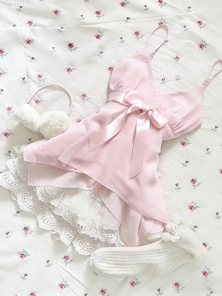 pink bow mesh dress