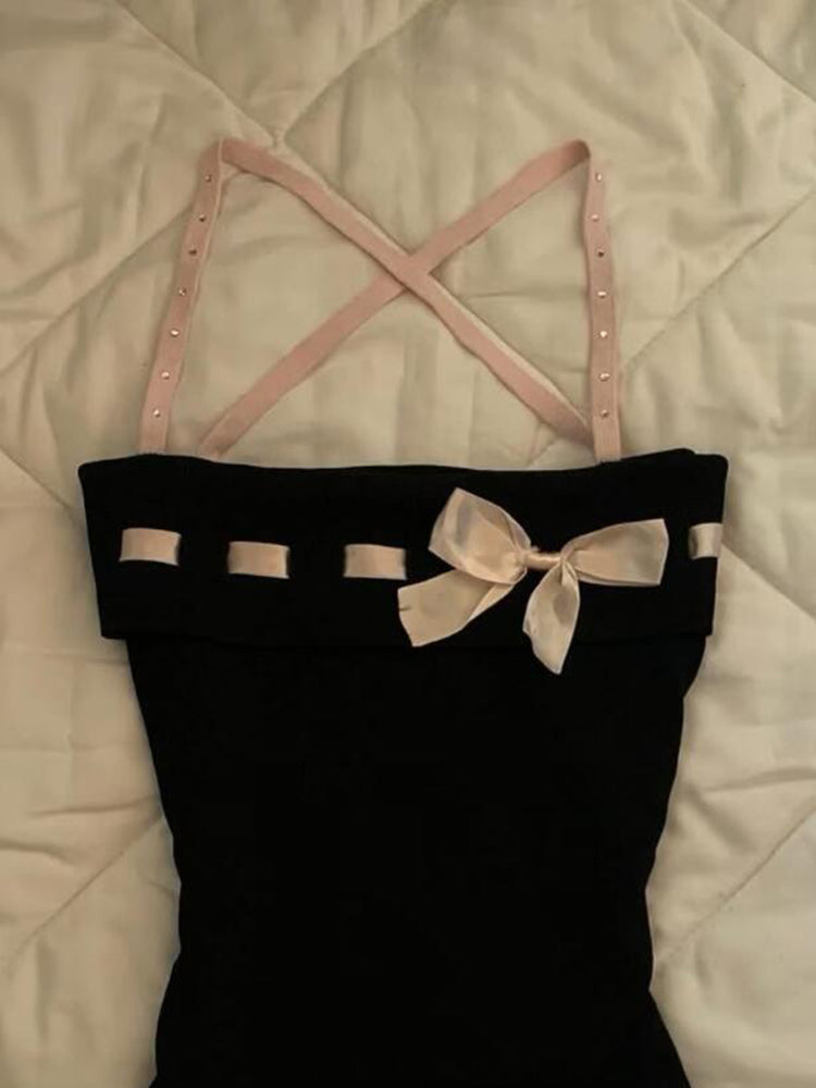 dark coquette coquette bow tank top