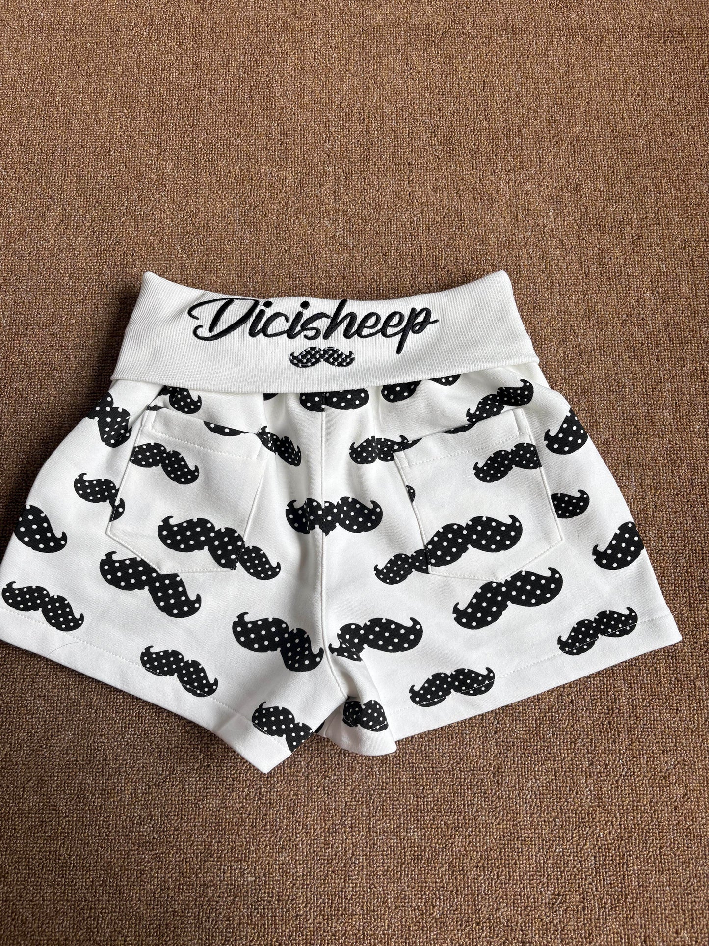 mustache polka dots sport shorts