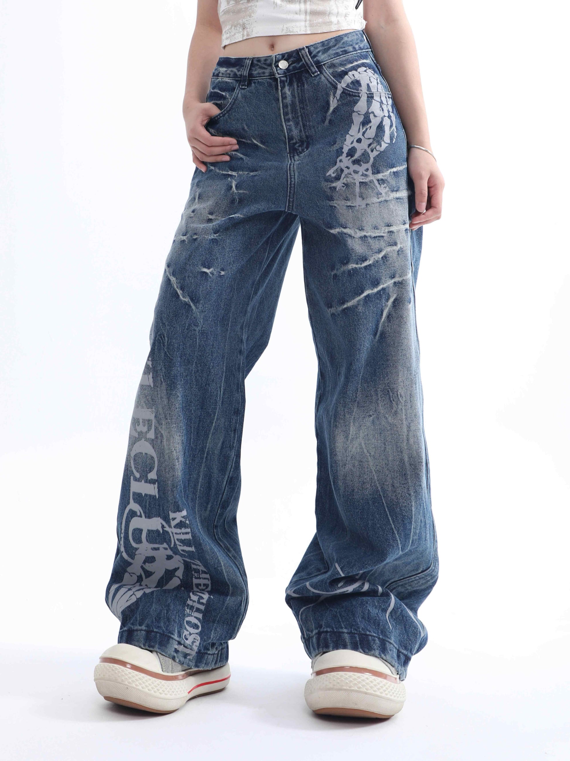 Grunge Distressed Hip-Hop Jeans