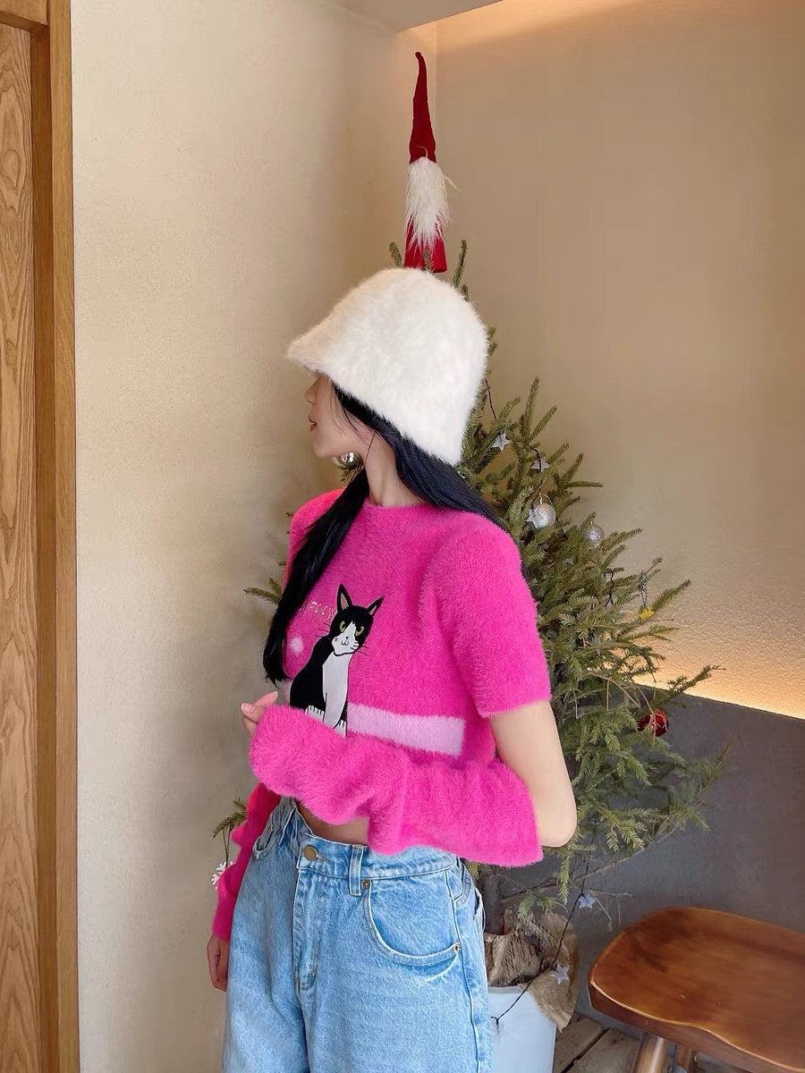 y2k pink soft knit shirt