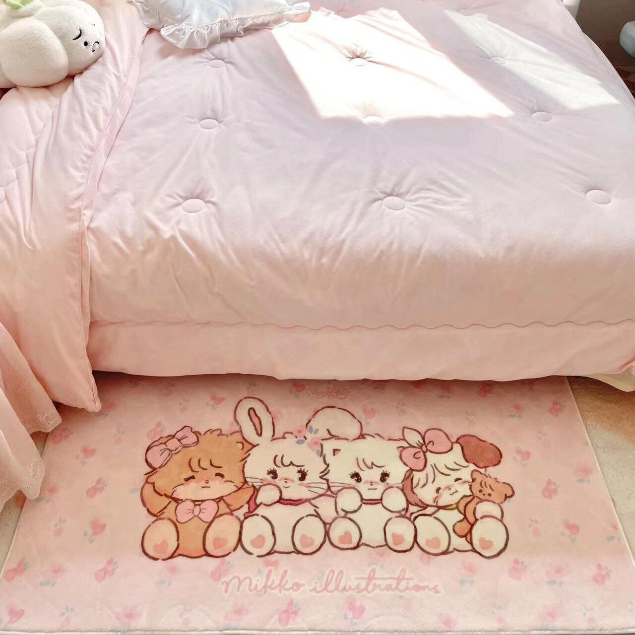 Little girl heart cute cartoon floor mat