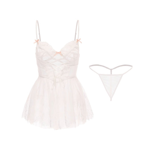 Bows Lace Suspender Nightgown