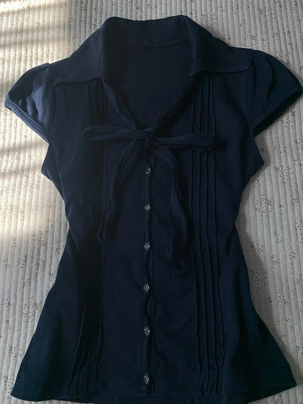 navy bow vintage shirt