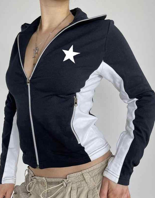 Acubi Star Aesthetic Zip-up Hoodie