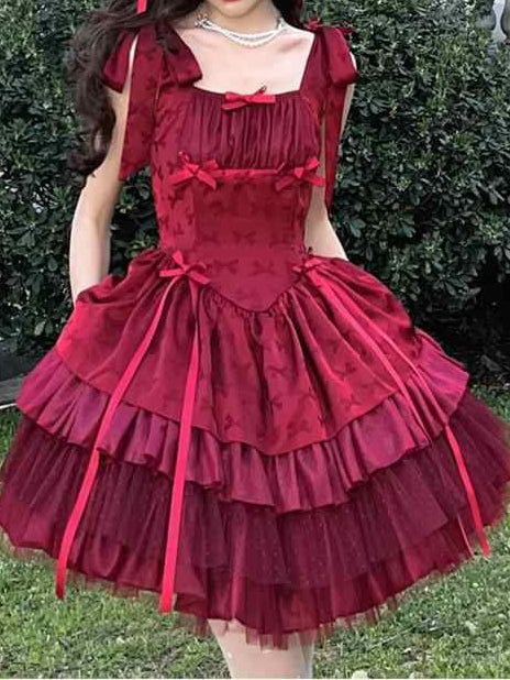 Red Lolita Ballet Princess Fluffy Dress