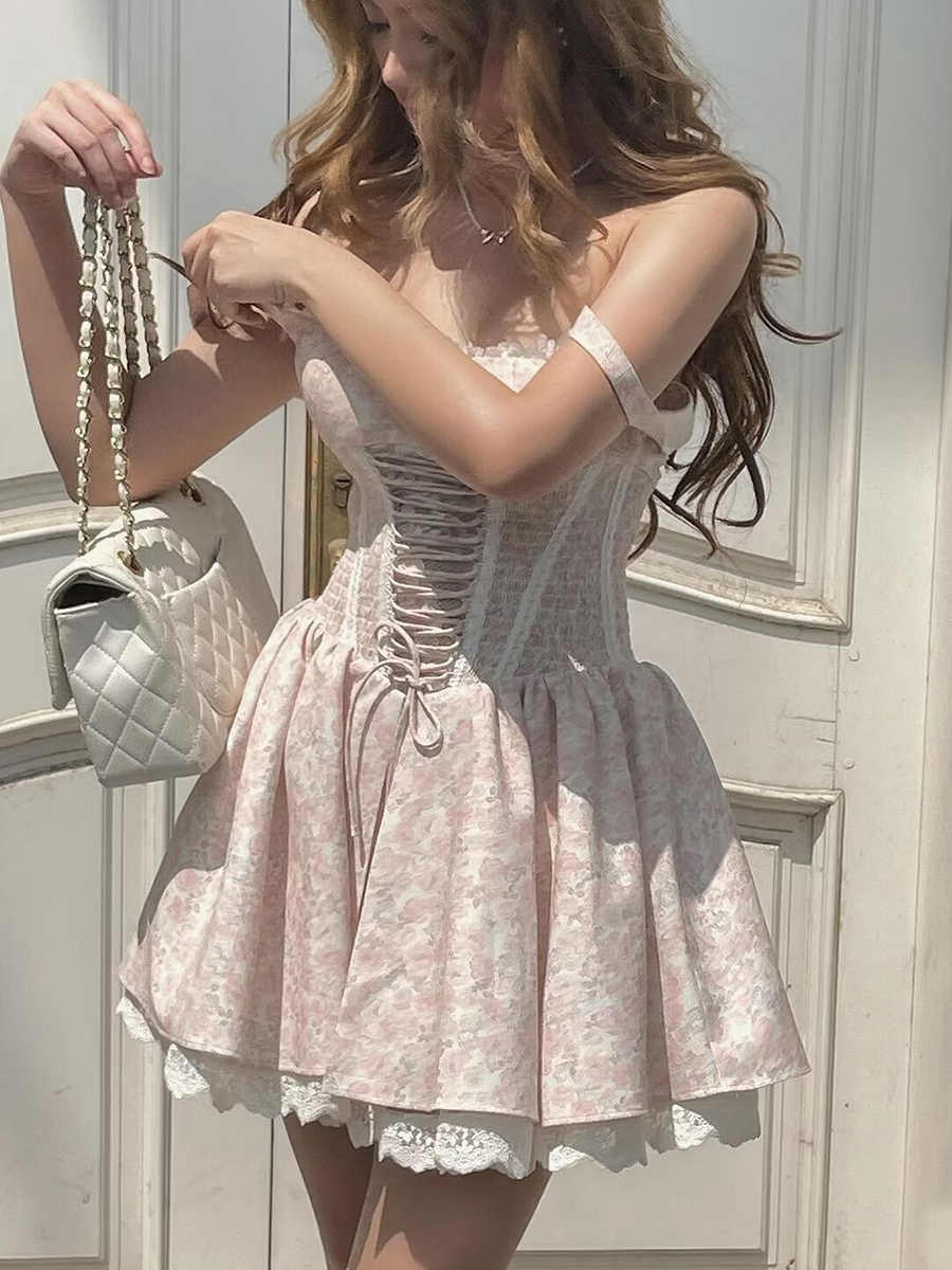 Straps Floral Princess Suspender Dress