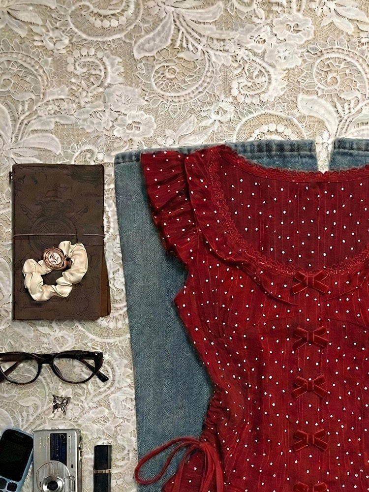 polka dots ruffled shirt
