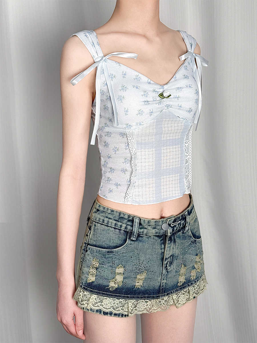 Sweet Floral Bow Tank Top