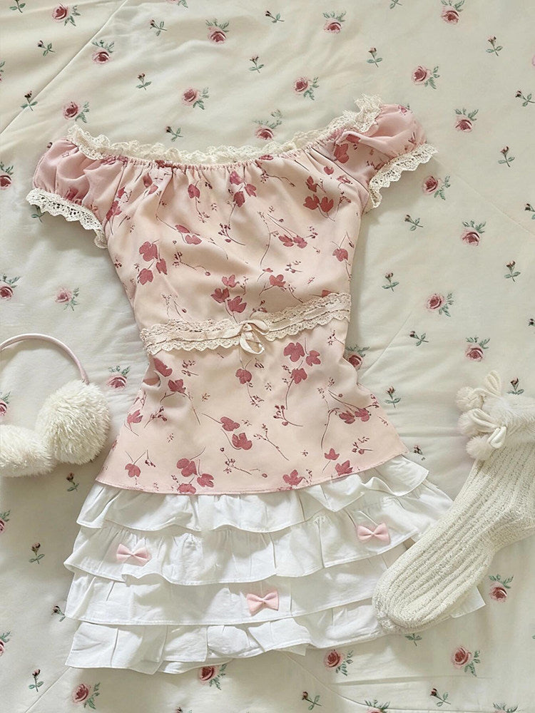 coquette floral lace trim shirt