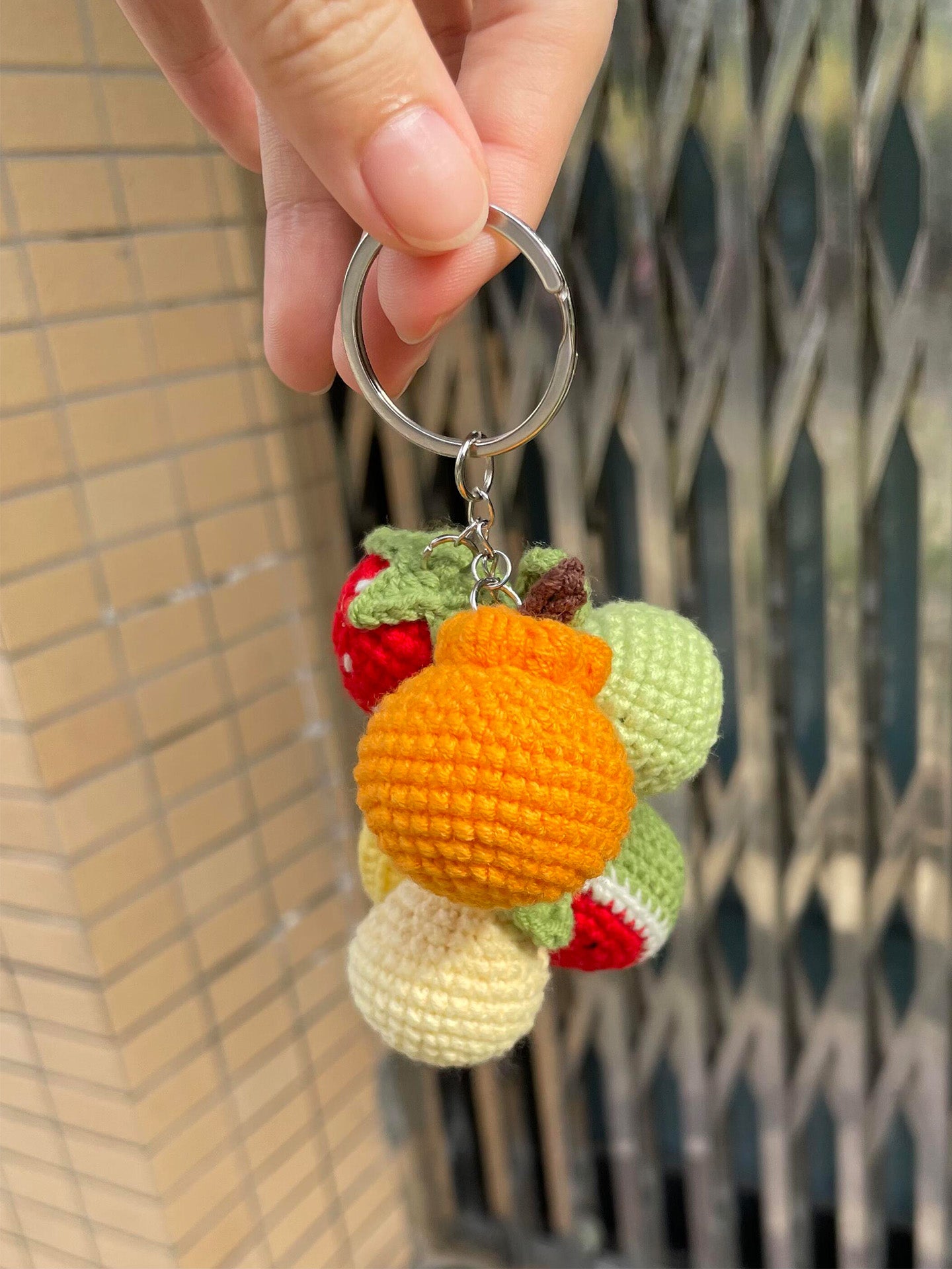 diy crocheted bunch of fruit pendant kit