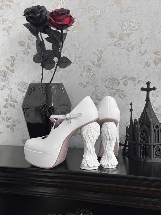 Gothic Dark Angel Wings Shaped Heels