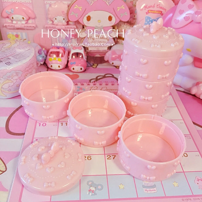 Pink love bow girl heart desktop jewelry storage box