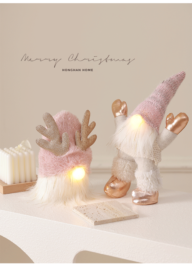 Christmas lights pink cute faceless doll