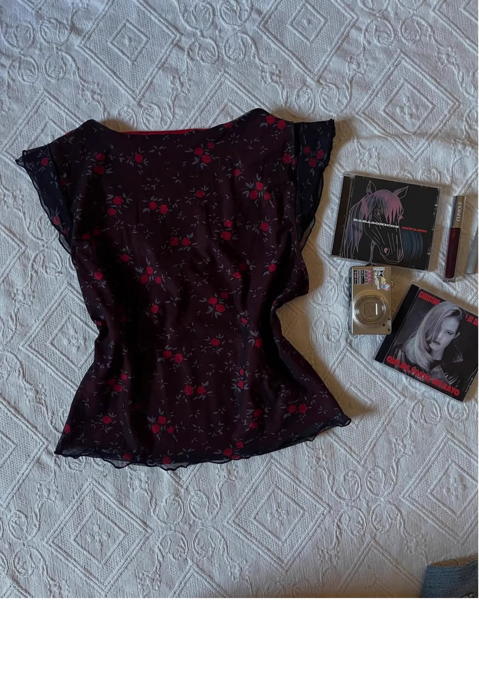 Black V-neck Chiffon Shirt