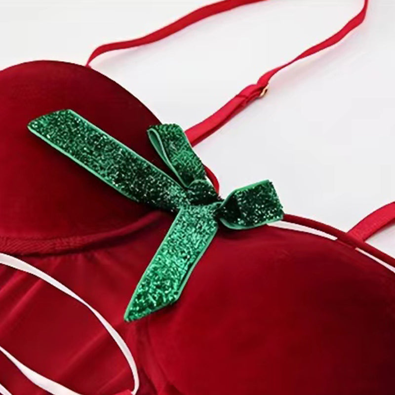 Christmas Velvet Mesh Nightgown