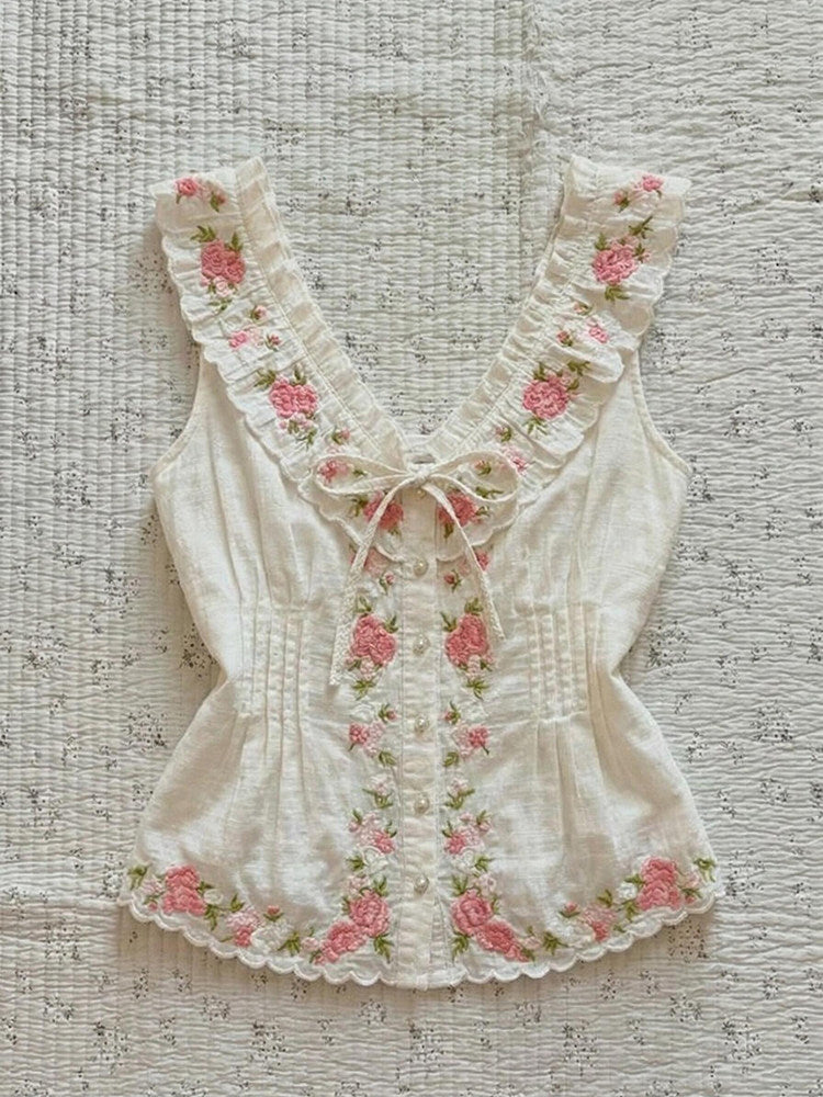 white floral bow tank top