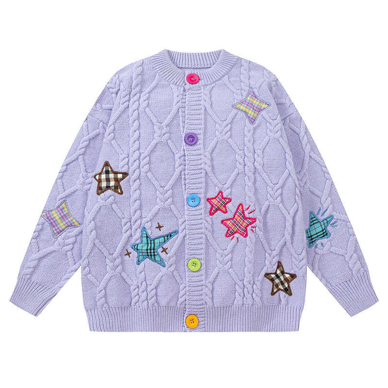 Y2K Embroidered Stars Sweater