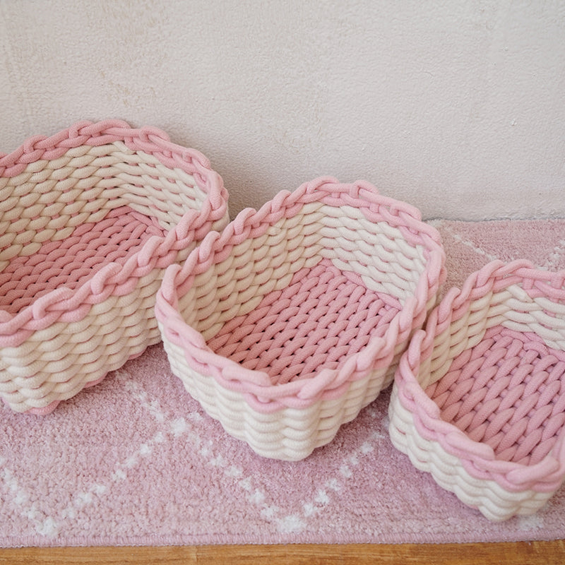 Pink Cotton rope storage basket