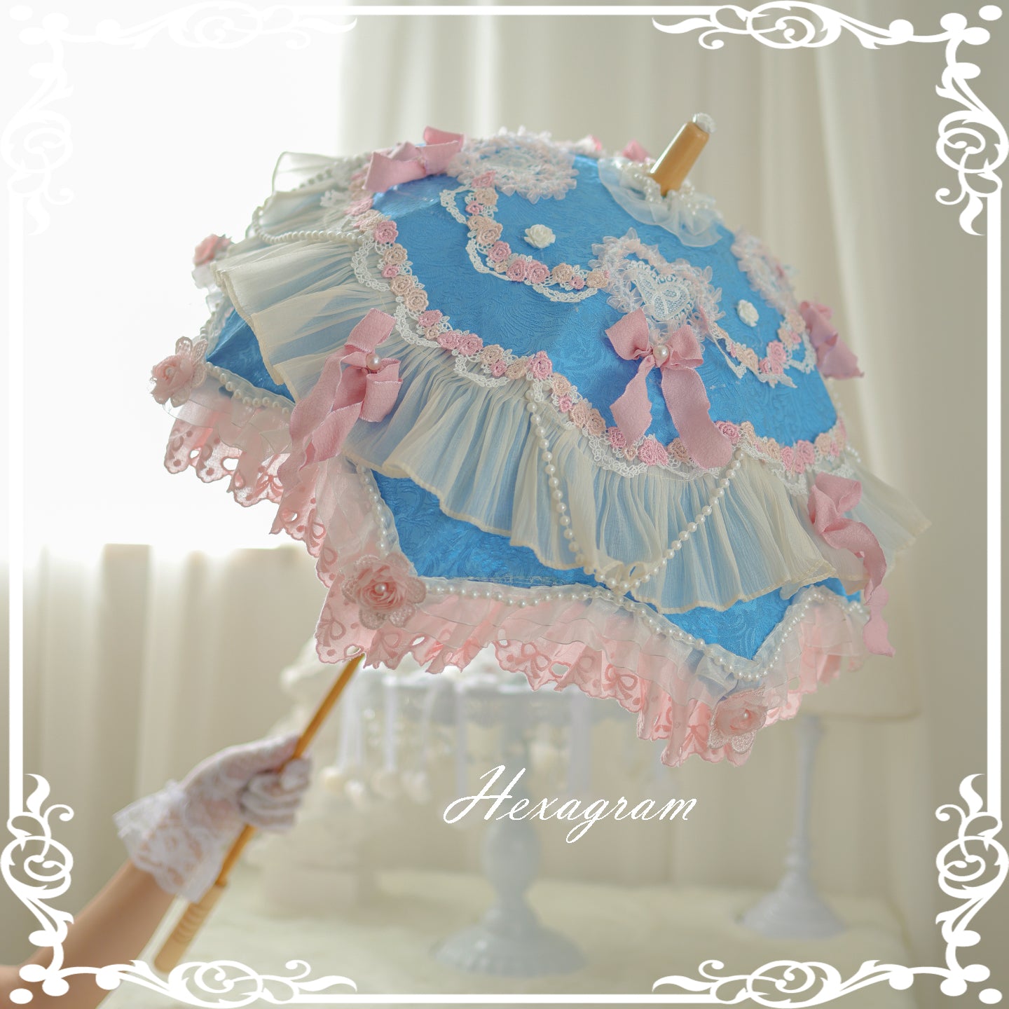 Antique cake six-pointed star lolita lace umbrella