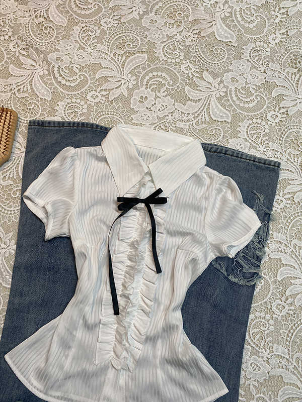 Vintage White Striped Shirt
