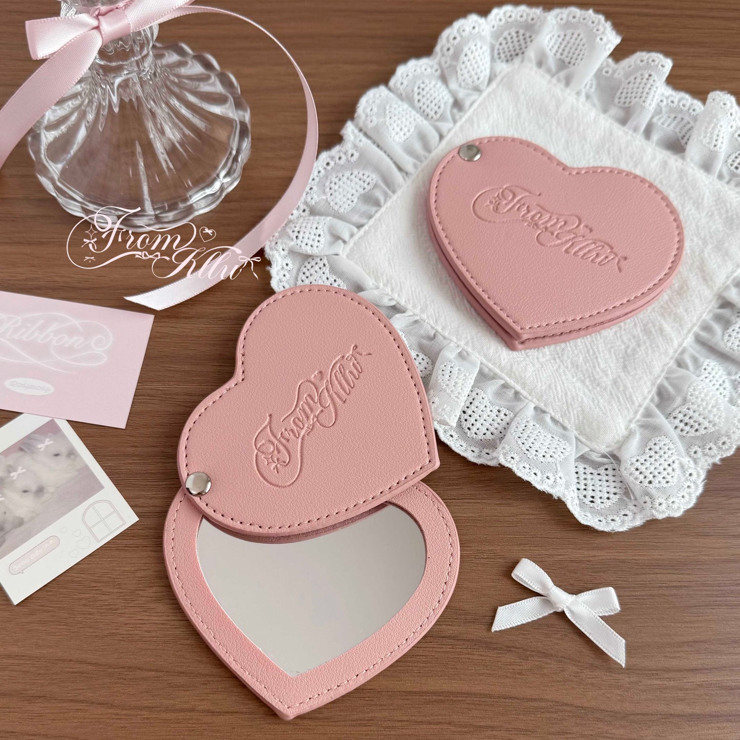 kawaii heart small mirror