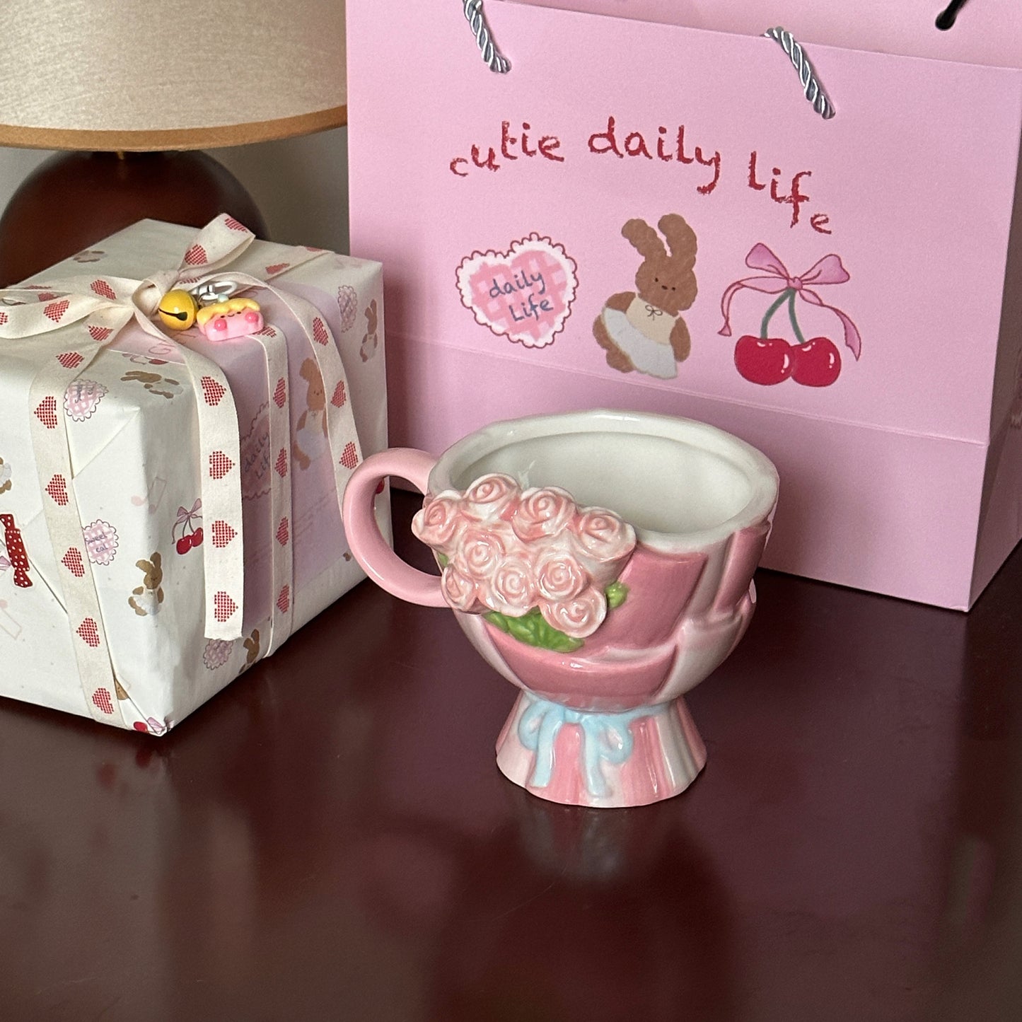 Rose tall ceramic mug