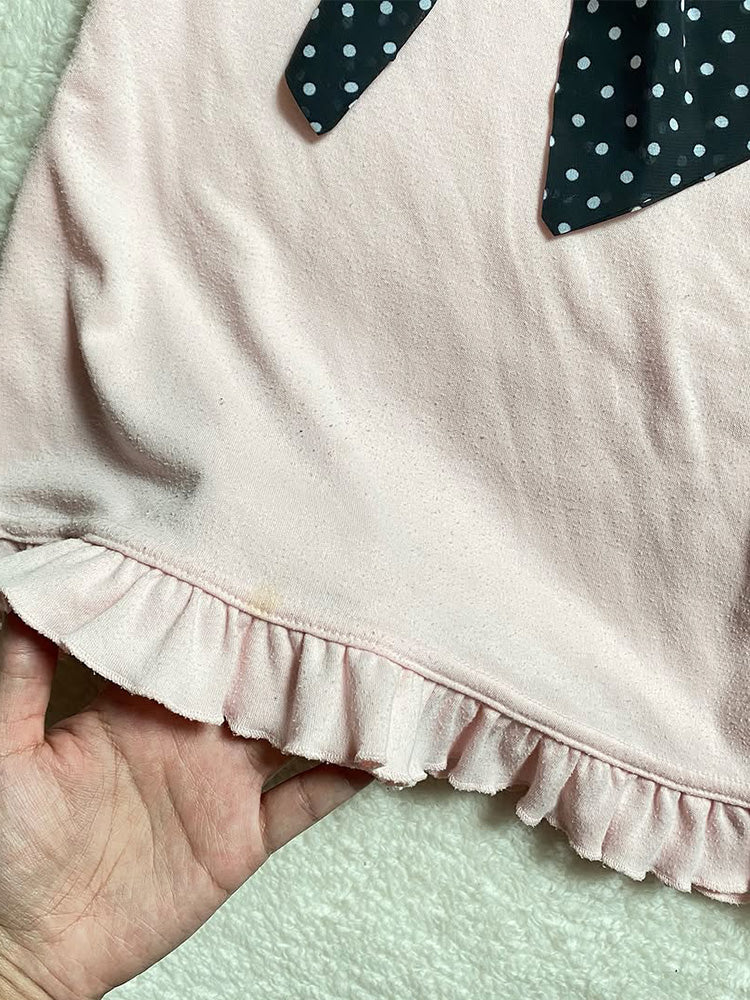 Girly pink bow short-sleeved T-shirt