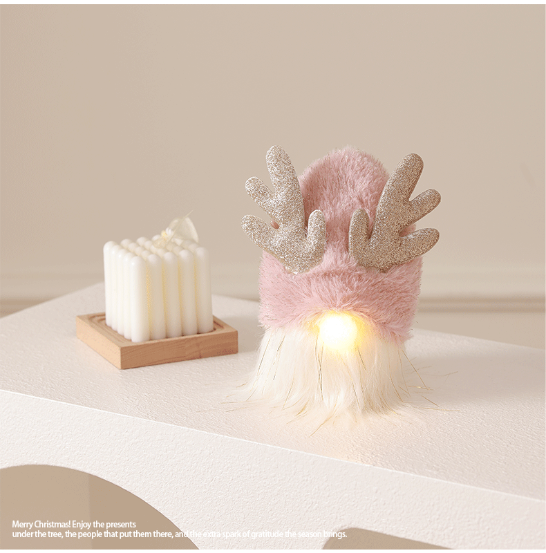 Christmas lights pink cute faceless doll