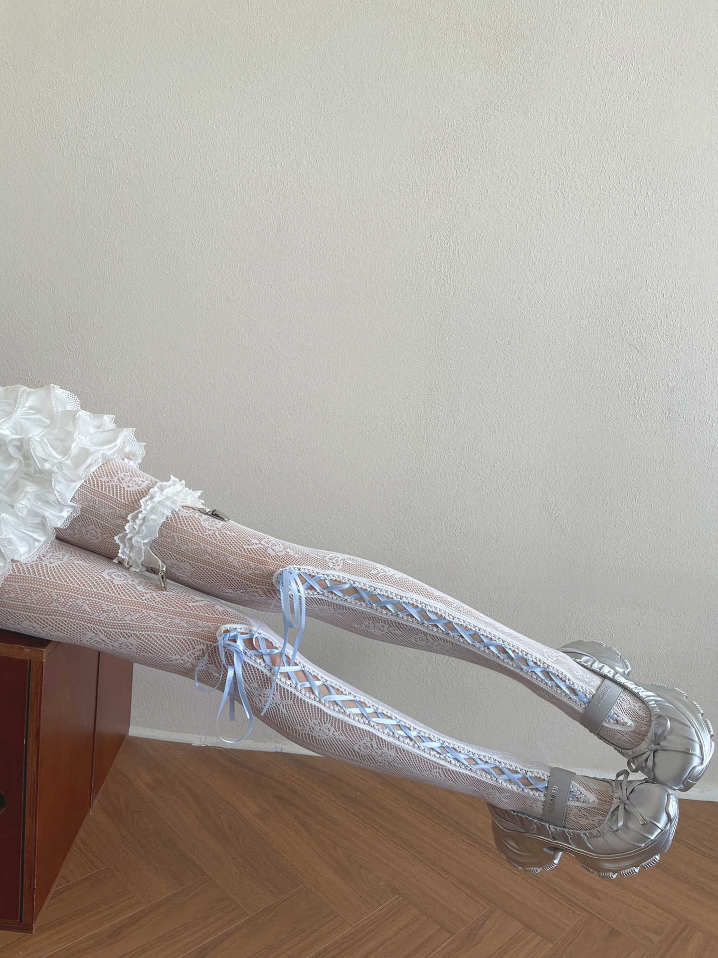 Blue Ribbon Lace Socks