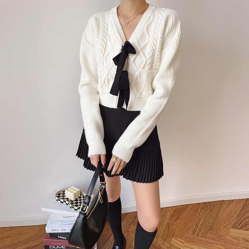 Chic Bow Knitted Cardigan