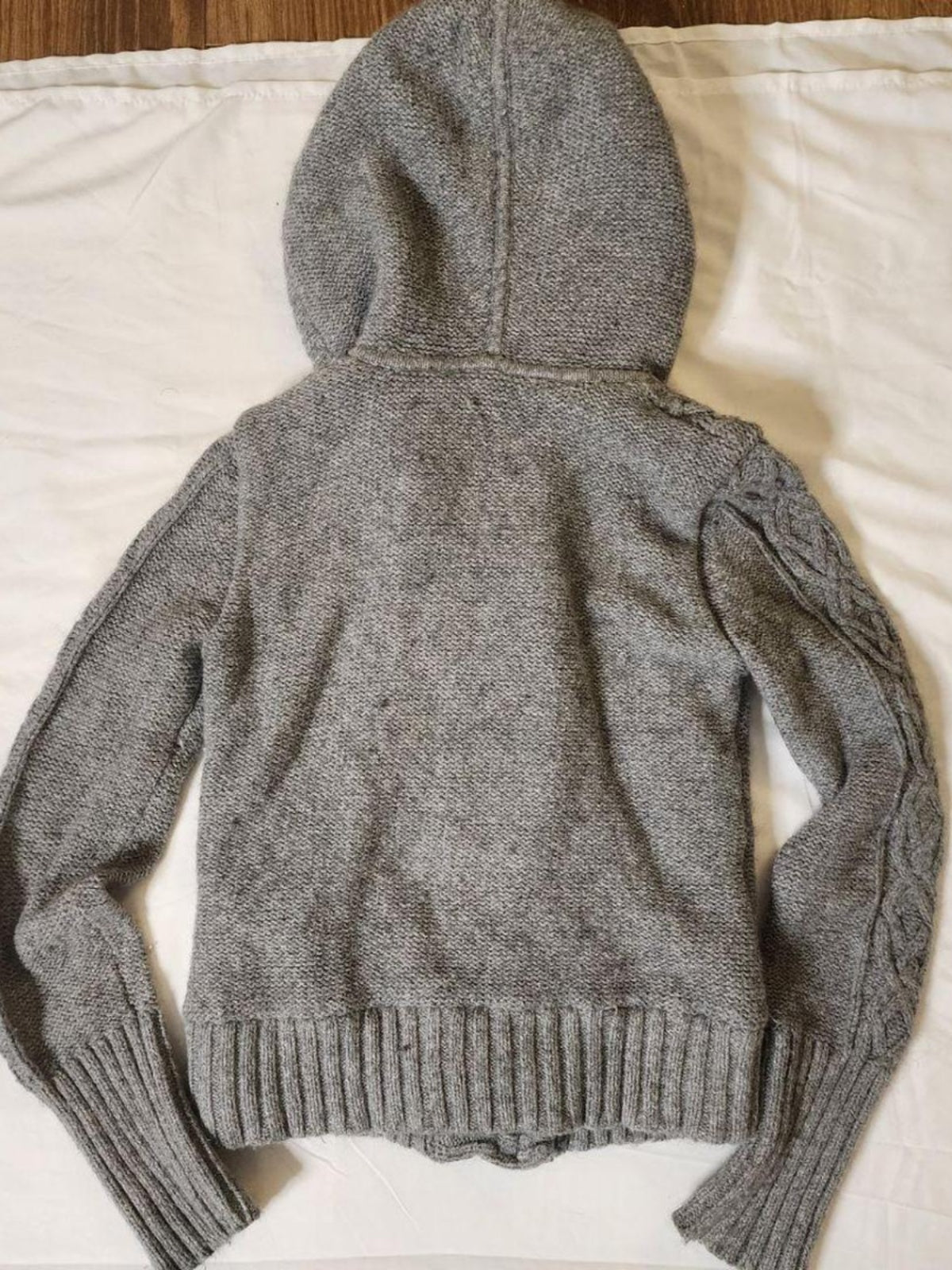 Gray cable knit cardigan