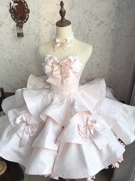coquette pink bow cake princess dress