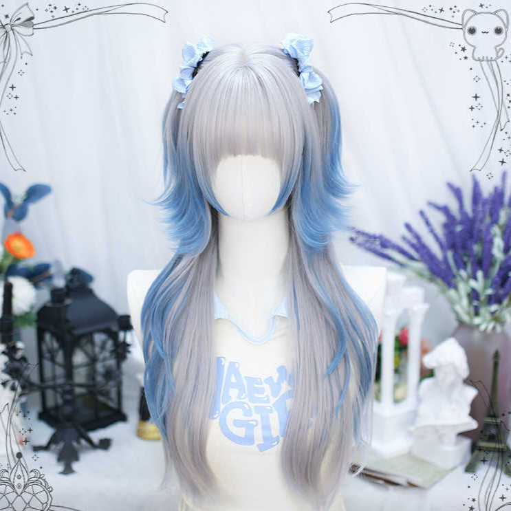 Lolita Gray&Blue Long Wig